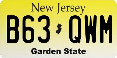 NJ license plate B63QWM