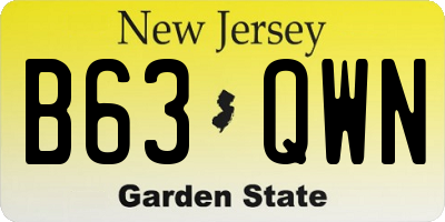 NJ license plate B63QWN