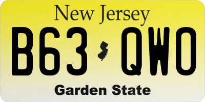 NJ license plate B63QWO