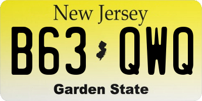 NJ license plate B63QWQ