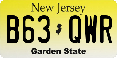 NJ license plate B63QWR