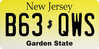 NJ license plate B63QWS