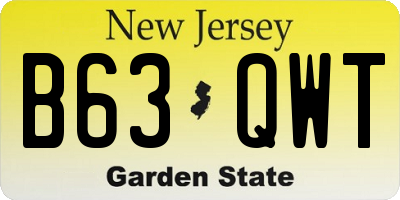 NJ license plate B63QWT