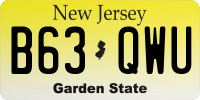 NJ license plate B63QWU