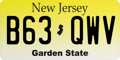 NJ license plate B63QWV
