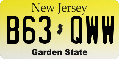 NJ license plate B63QWW