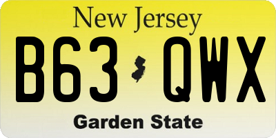 NJ license plate B63QWX