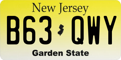NJ license plate B63QWY