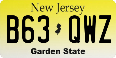 NJ license plate B63QWZ