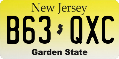 NJ license plate B63QXC