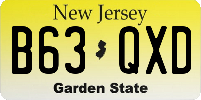 NJ license plate B63QXD