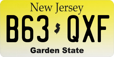 NJ license plate B63QXF