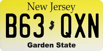 NJ license plate B63QXN