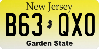 NJ license plate B63QXO
