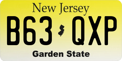 NJ license plate B63QXP