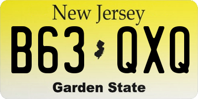 NJ license plate B63QXQ