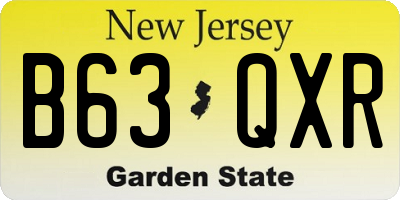 NJ license plate B63QXR