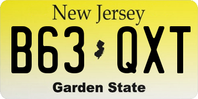 NJ license plate B63QXT
