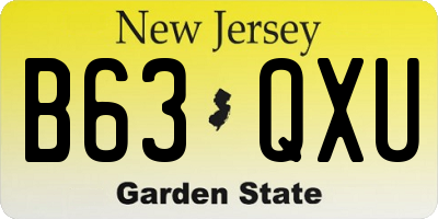 NJ license plate B63QXU