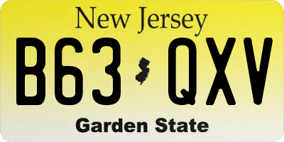 NJ license plate B63QXV