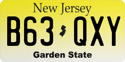 NJ license plate B63QXY