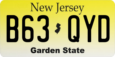 NJ license plate B63QYD