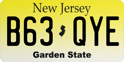 NJ license plate B63QYE