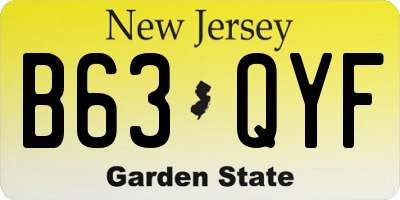 NJ license plate B63QYF