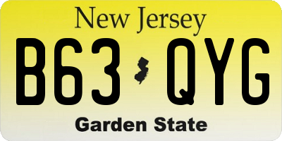 NJ license plate B63QYG