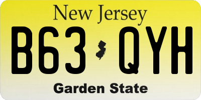 NJ license plate B63QYH