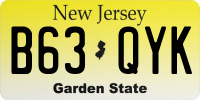 NJ license plate B63QYK