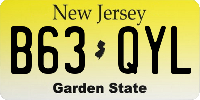 NJ license plate B63QYL