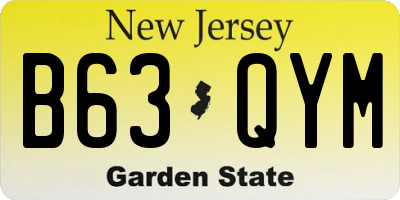 NJ license plate B63QYM