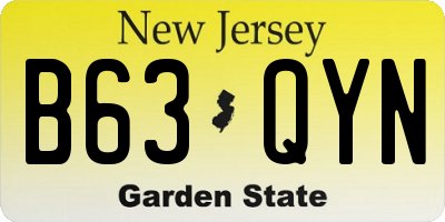 NJ license plate B63QYN