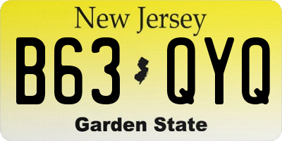NJ license plate B63QYQ