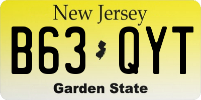 NJ license plate B63QYT