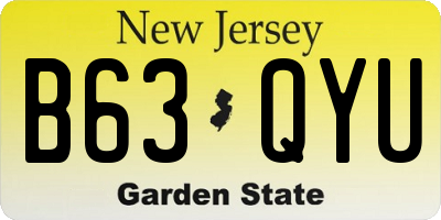NJ license plate B63QYU