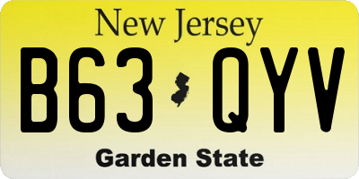 NJ license plate B63QYV