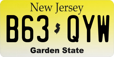 NJ license plate B63QYW