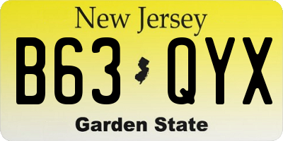 NJ license plate B63QYX