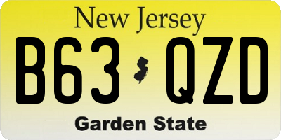 NJ license plate B63QZD