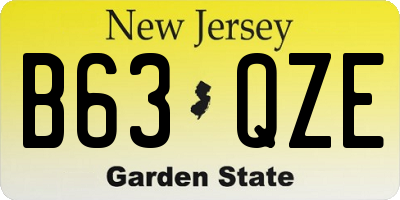 NJ license plate B63QZE