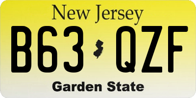 NJ license plate B63QZF