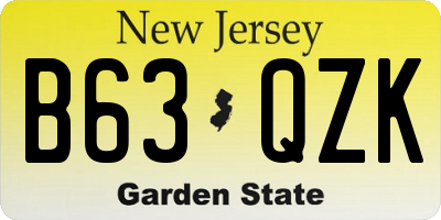 NJ license plate B63QZK