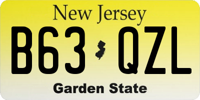 NJ license plate B63QZL
