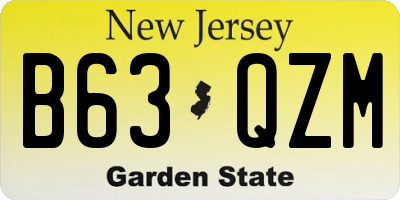 NJ license plate B63QZM