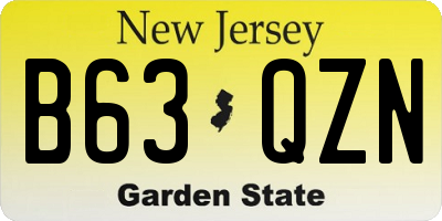 NJ license plate B63QZN