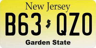 NJ license plate B63QZO