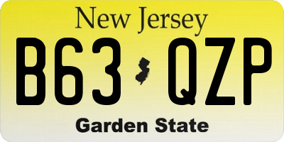 NJ license plate B63QZP