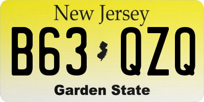 NJ license plate B63QZQ